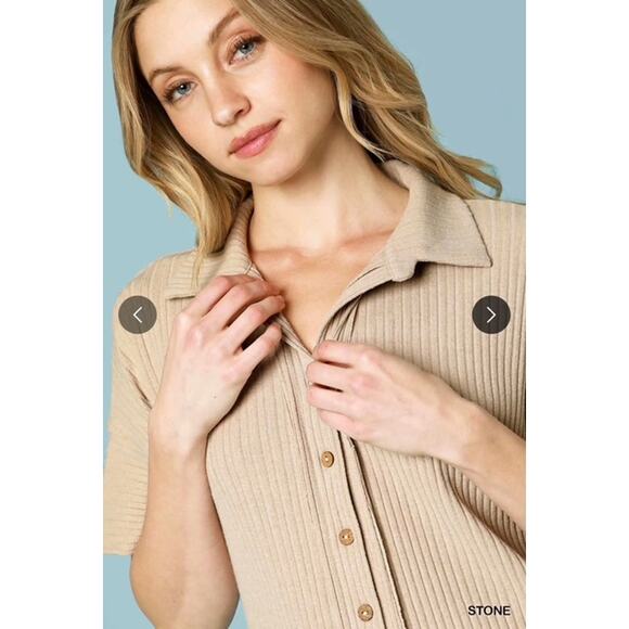 UMGEE - Rib Knit Collar Romper - Picture 3 of 4